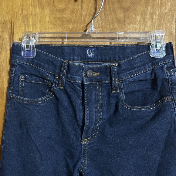 Gap Kids 16 Reg Boys Dark Blue Jeans Youth Stretch Boot Cut Adjustable Waist EUC - Picture 2 of 7